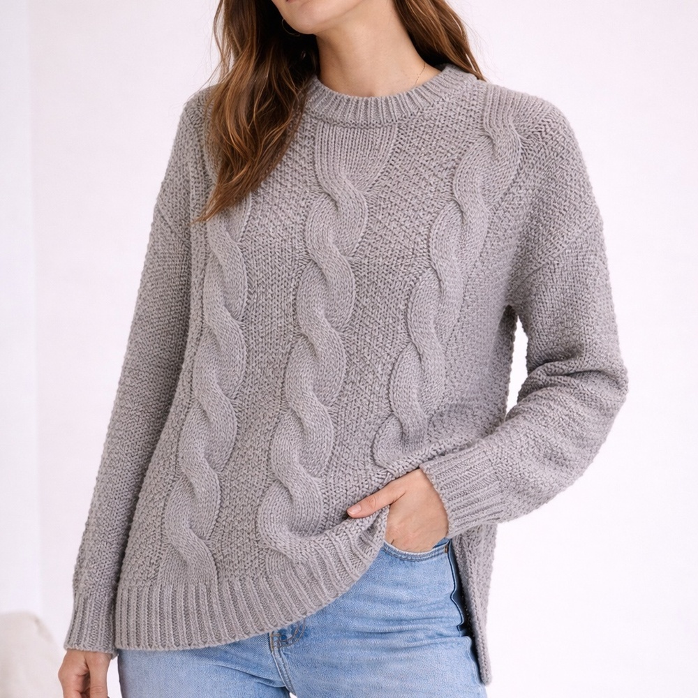Grey Cable Knit Sweater Primark